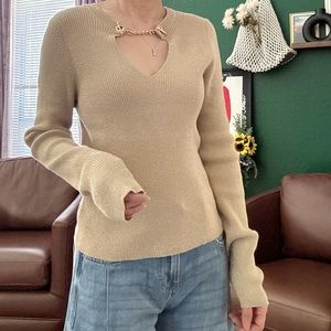 NWT Michael Kors women sweater size L Gold